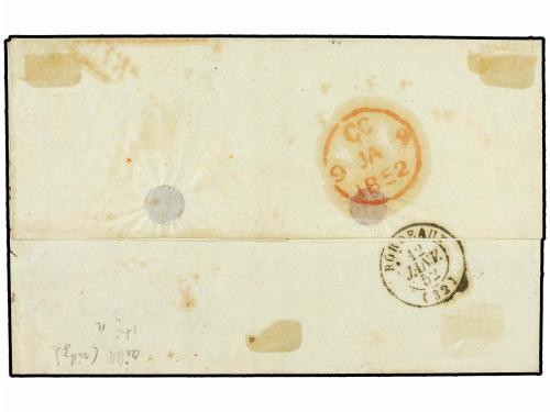 ✉ GUADALUPE. 1851. Stampless envelope to France cancelled by