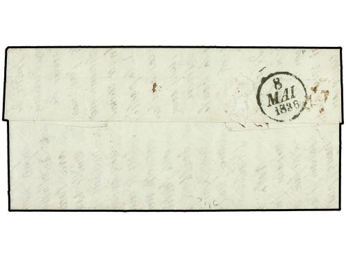 ✉ MALTA. 1838. Stampless envelope addressed to PARIS written