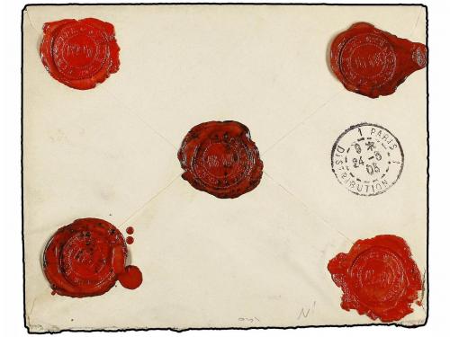 ✉ MONACO. 1905. Registered and charged envelope to FRANCE be