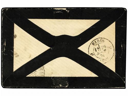 ✉ FRANCIA. 1876. Mourning envelope to FRANCE bearing French 