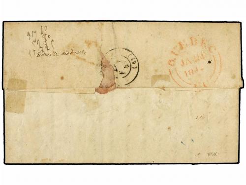 ✉ CANADA. 1844. Pre-stamp envelope to FRANCE cancelled by OR