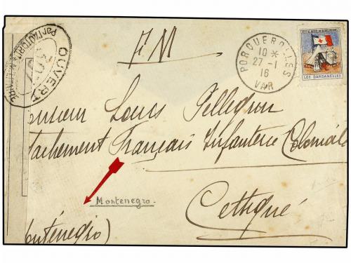 ¿ MONTENEGRO. 1916. Military mail envelope from FRANCE to CE