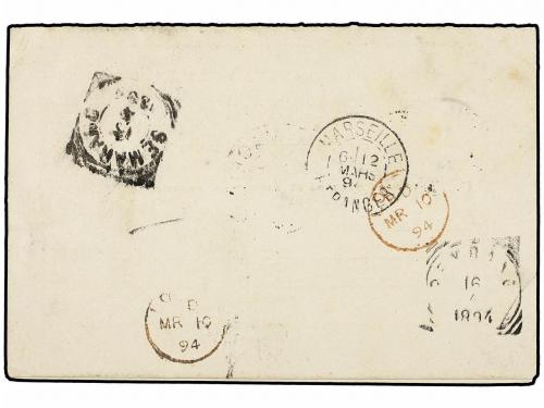 ✉ BRASIL. 1894. Postal stationary double reply card 80 c ora