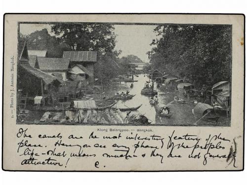 ✉ TAILANDIA. 1908. Picture post card of the "Klong Balangpoo