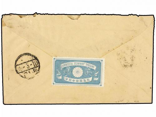 ✉ JAPON. 1910. Telegram envelope to the "Imperial Hotel Toky