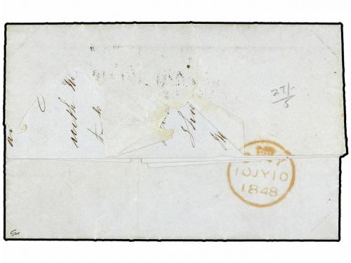 ✉ GIBRALTAR. 1848 (July 2). Entire letter to Chudleigh, Devo