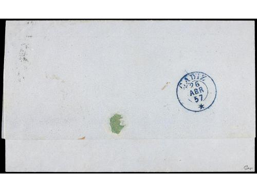 ✉ GIBRALTAR. 1857 (April 22). Mixed franking. Cover to Cadiz