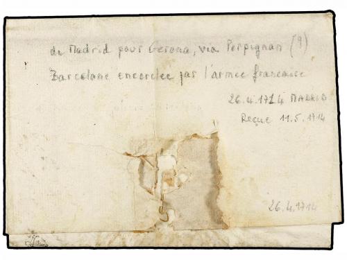 ✉ ESPAÑA: PREFILATELIA. 1714 (26-Abril). GUERRA DE SUCESION.