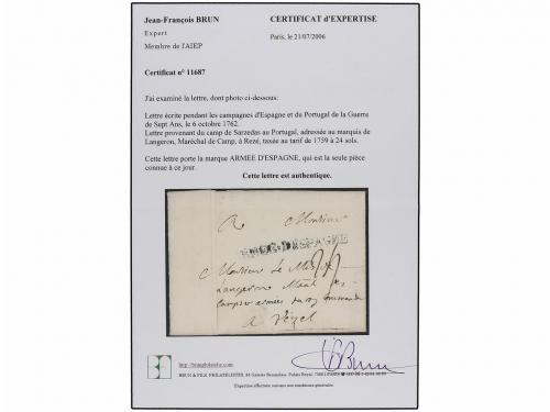 ✉ PORTUGAL. 1762 (6-Oct.). GUERRA DE LOS SIETE AÑOS. Carta e
