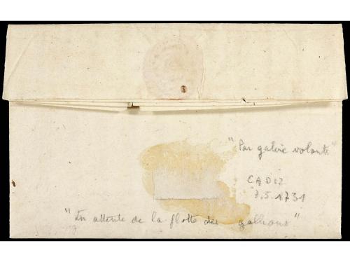✉ ESPAÑA: PREFILATELIA. 1731 (7-Mayo). CADIZ a MARSELLA. Man