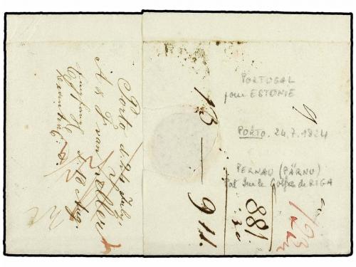 ✉ PORTUGAL. 1824 (24-Julio). PORTO a PERNAU (Estonia). Marca