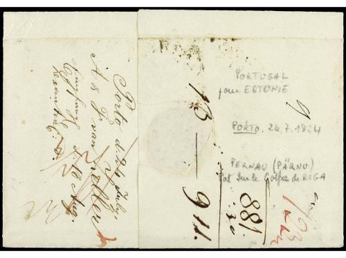 ✉ PORTUGAL. 1824 (24-Julio). PORTO a PERNAU (Estonia). Marca