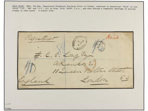 ✉ COSTA DE ORO. 1884 (May 5). Registered cover to London at 