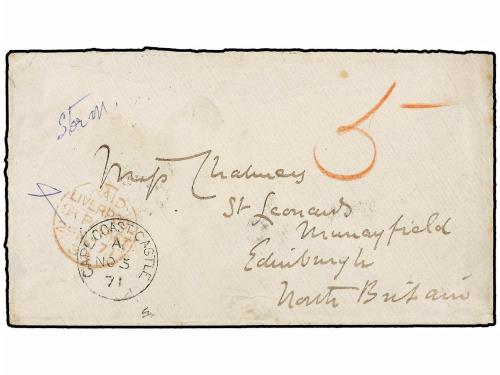 ✉ COSTA DE ORO. 1871 (Nov 5). Envelope, embossed seal 'Spero