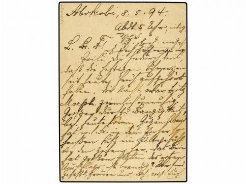 ✉ COSTA DE ORO. 1894 (May 8). ½d. green postal stationery ca