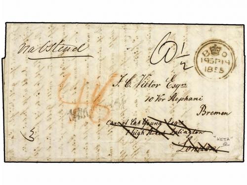 ✉ COSTA DE ORO. 1855 (July 10). Entire letter written from "