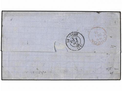 ✉ PORTUGAL: MADEIRA. 1875 (Sept 25). Cover to LE HAVRE via L