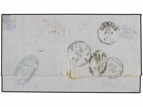 ¿ LEVANTE: CORREO FRANCES. 1864 (Feb 9). Cover from CAVALLA