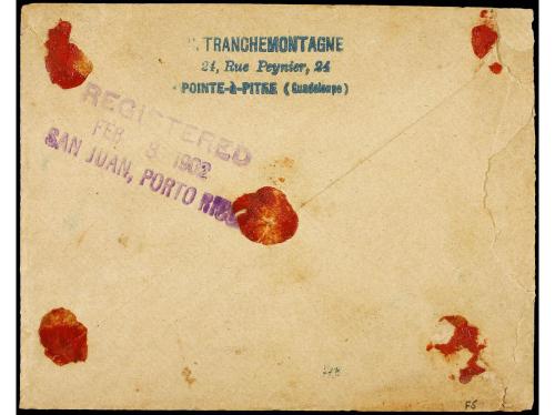 ✉ GUADALUPE. 1902 (Jan 27). Registered three colour franking