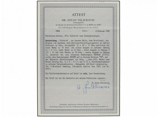 ✉ SERBIA. Mi. 12ID, 15IC, 14IIA (2). 1872 (27 Aug.). BELGRAD