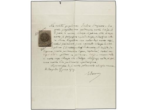 ° SERBIA. Mi. 8. 1866. 2 pa. reddish copper brown on lilac b