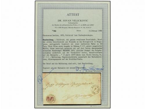 ✉ SERBIA. Mi. 17IC. 1870 (18 April). BRZANSKE to KRAGUJEVAC.