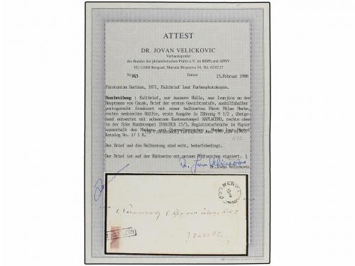 ✉ SERBIA. Mi. 17IB var. 1870 (15 March). IVANJILA to CACAK. 