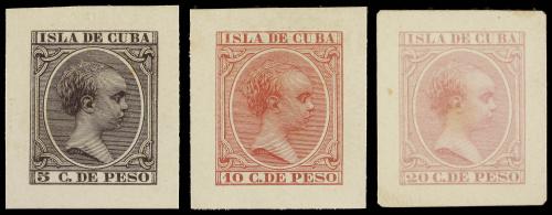 (*) CUBA. 1890. ALFONSO XIII. PELÓN. Conjunto de 14 PRUEBAS 