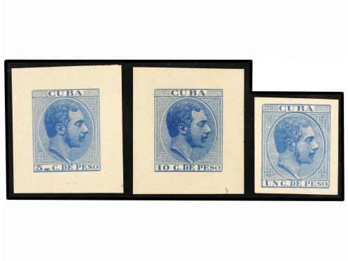 CUBA. 1882. ALFONSO XII. Conjunto de 7 PRUEBAS DE PUNZÓN, cu