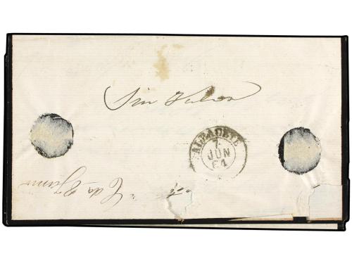 ✉ ESPAÑA. Ed. 64. 1864. LA RODA a ALBACETE. 4 cuartos rojo. 