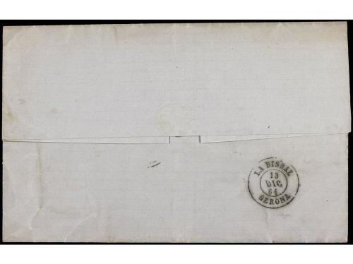 ✉ ESPAÑA. Ed. 64. 1864. 4 cuartos rojo. Mat. fechador CASTEL