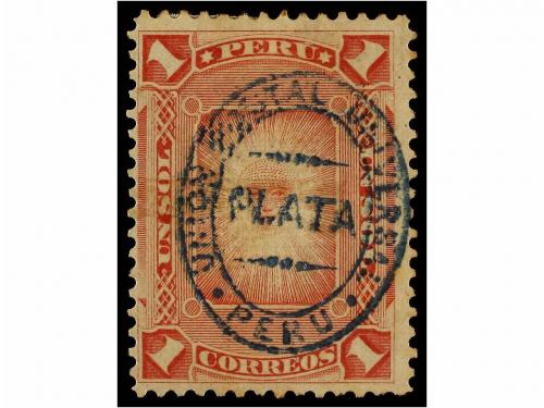 * PERU. 1880. 50 cts. verde y 1 sol rosa. Goma tonalizada, h