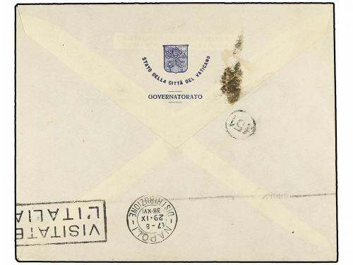 ✉ VATICANO. Sa. 28, 24. 1938. VATICANO a NAPOLES. 1 lira bis