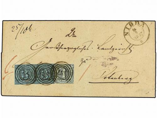 ✉ ALEMANIA ANTIGUOS ESTADOS: TOUR Y TAXIS. Mi. 7, 8. 1857 (S