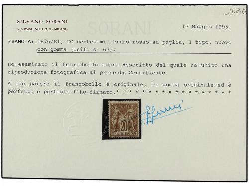 * FRANCIA. Yv. 67. 1876-78. 20 cts. castaño lila. Color muy 