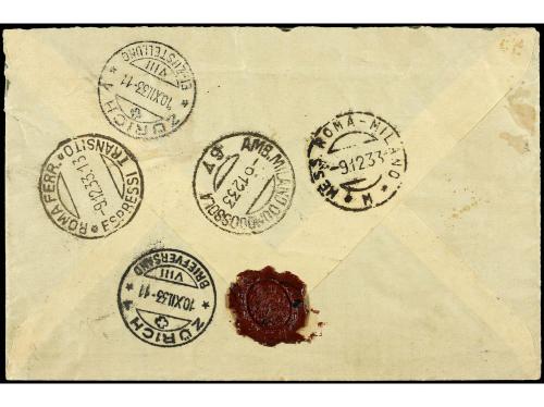 ✉ VATICANO. Sa. 30+E3. 1933. VATICANO a ZURICH. 2 liras cast