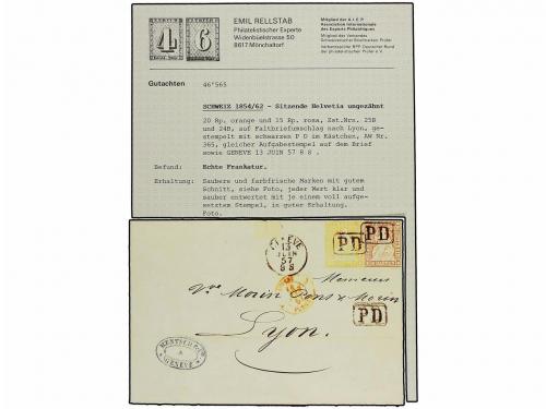 ¿ SUIZA. Zu. 24B, 25B. 1857 (June 13). Cover from GENEVA to