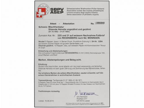 ¿ SUIZA. 1862 (Dec. 4). Printed entire for charged of 3fr. 7