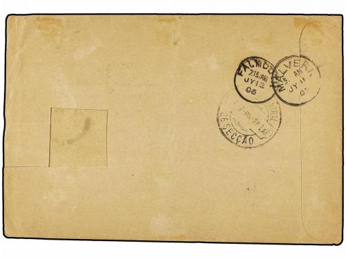 ✉ ANGOLA. 1905. BENGUELLA a INGLATERRA. 65 reis amarillo (2)