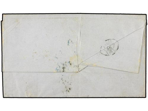 ✉ ESPAÑA. Ed. 40. 1856. JEREZ a PARÍS. 4 cuartos rojo circul