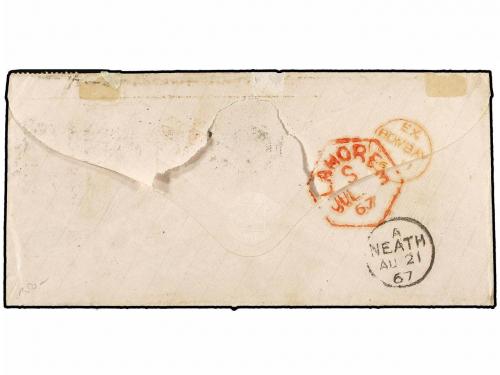 ✉ INDIA INGLESA. Sg. 51,62,69. 1867 (July 1). Cover to NEATH