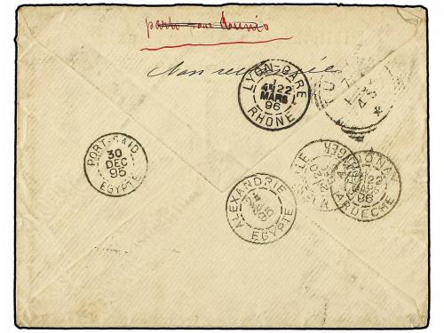 ¿ EGIPTO. Ce. T25. 1895. Cover sent stampless to ALEXANDRIA