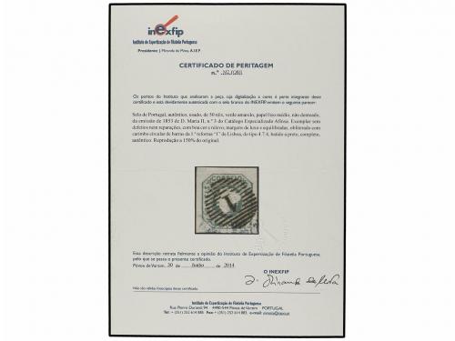 ° PORTUGAL. Af. 3. 1853. 50 reis verde. Márgenes excepcional