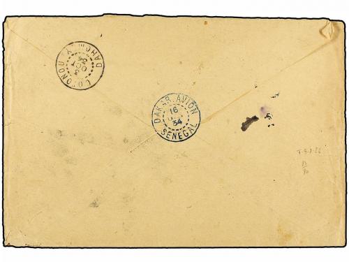 ¿ DAHOMEY. 1934. DJOUGOU a FRANCIA. 1 Fr.(2) y 1,50 Fr., tas