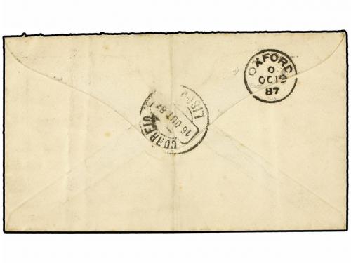 ✉ CABO VERDE. 1887. S. VICENTE a OXFORD. 50 reis azul (2). M