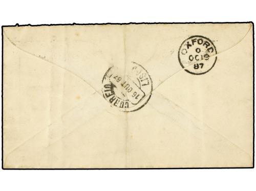 ✉ CABO VERDE. 1887. S. VICENTE a OXFORD. 50 reis azul (2). M