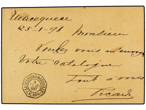 ¿ MOZAMBIQUE. 1898. MACEQUECE (Cia de Mozambique) a FRANCIA.