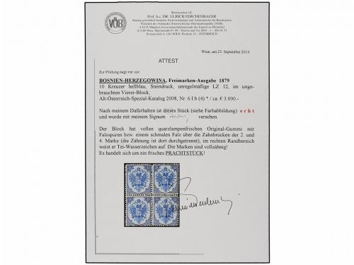 * BOSNIA-HERZEGOVINA. Fe. 6 Ib. 1879. 10 kr. milk blue, perf