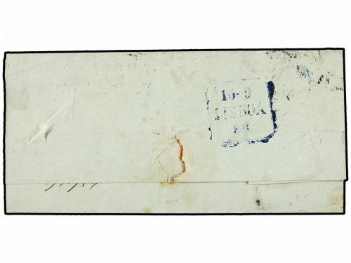 ✉ PORTUGAL. Af. 2. 1854. EVORA a LISBOA. 25 reis azul (márge