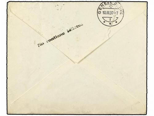 ✉ ESPAÑA GUERRA CIVIL. 1937. BARCELONA a GENEVE (Suiza). 40,